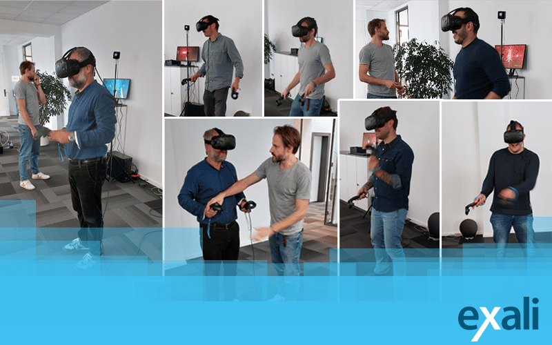 Hackathon exali und inxali: Impressionen vom Mitarbeitenden mit dem VR-Spiel „Beat Saber“